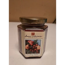 VTG Home Interiors Gifts Cranberry Compote Scented Hexagonal Glass candle