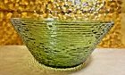 Vintage Avocado Green Anchor Hocking Large Glass 'Soreno' Textured Serving Bowl