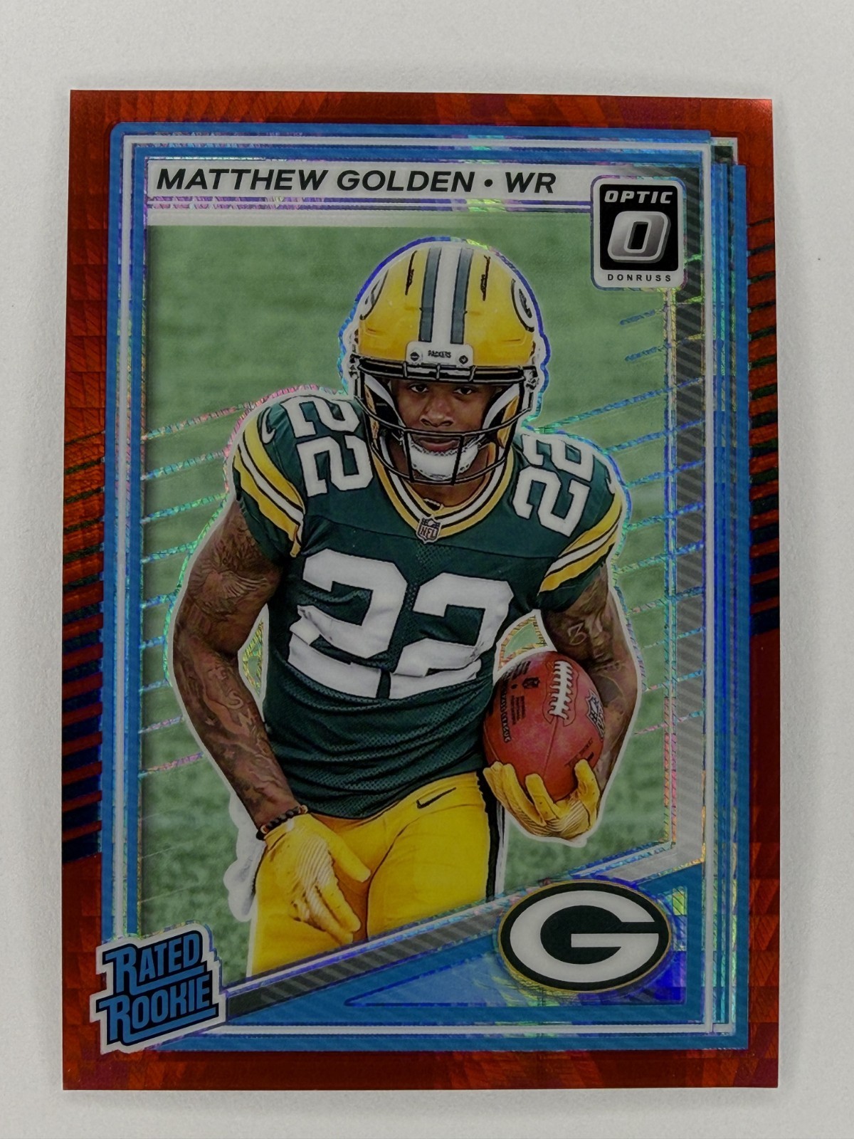 2025 Donruss Optic Rated Rookie Matthew Golden #205 Red Hyper Prizm (RC)