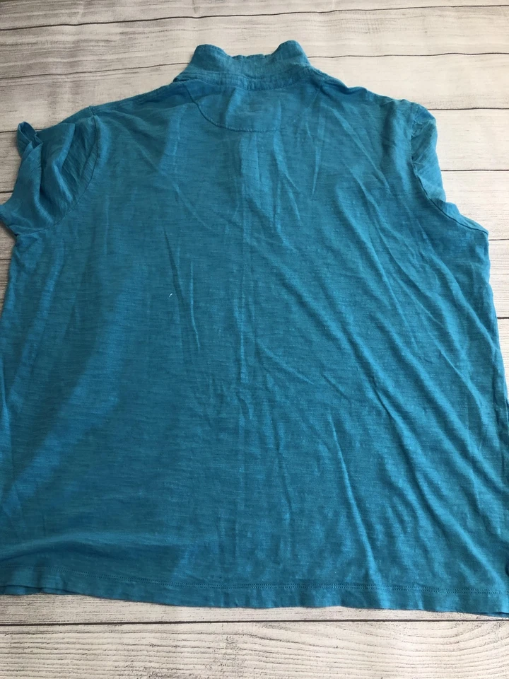 Camisa Polo Threads & Heirs Para Hombres 2XL Azul Algodón Slub Manga Corta Cuello Suave Foto 4 de 4