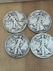 Walking Liberty Half Dollar Lot of 4 90% Silver 1944, 1944-S, 1942, And 1942-S