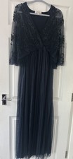 Boohoo occasion Navy Blue sequin embellished Maxi Dress Size 12 - prom, wedding