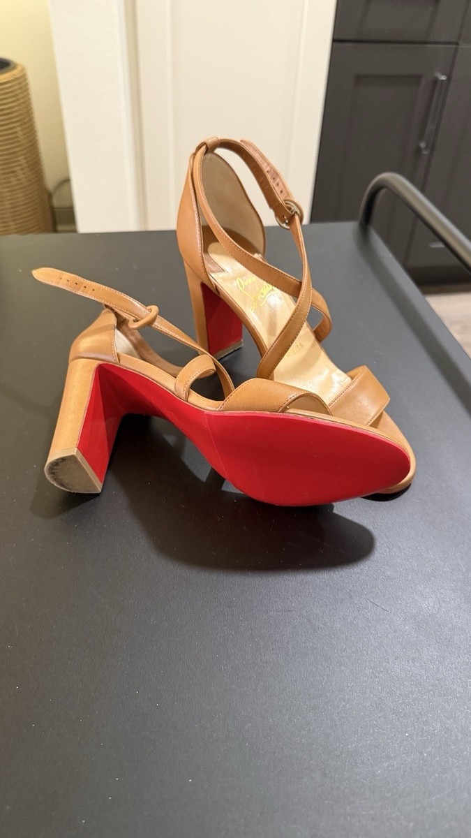 Christian Louboutin Brown Cross Heels Size 7 View 2