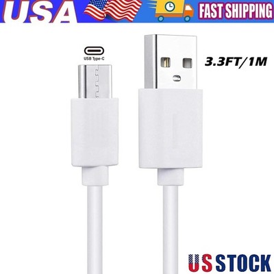 USB A to USB C Cable Type C Charger Carplay Cable 3.3ft USB-C Charger Cord White