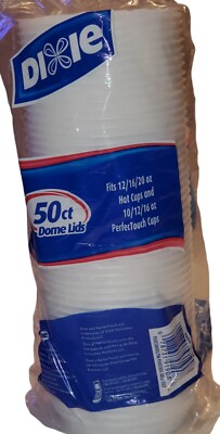 4 Dixie Dome Drink-Thru Lids, Fits 10, 12 & 16oz Paper Hot Cups, White, 50/Pack