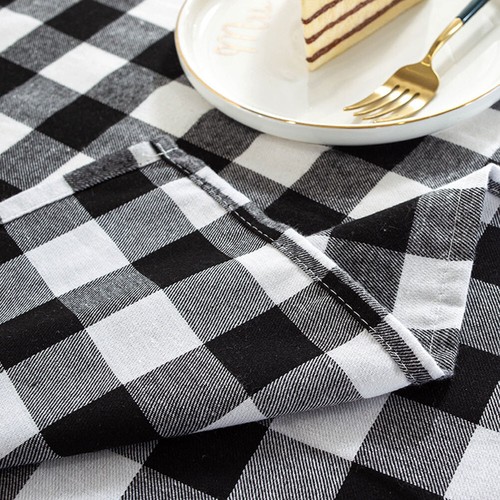 Plaid Fabric Tablecloth Red Black White Rectangle Table-Cloth Holiday Decoration - Picture 5 of 14