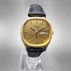 VTG Seiko SQ Watch Women 24mm Gold Dial Gold Tone Octagon 3423-5060 New Batt