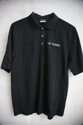 NikeGolf Mens Polo Shirt size M black JL Audio Short Sleeves Henley Dri-fit