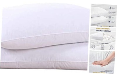  Goose Feathers and Down White Pillows with 100% King (Pack of 2) Classic White