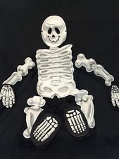 Skeleton Toddler Halloween Costume Black White Rubies Mask Jumpsuit Gloves Feet