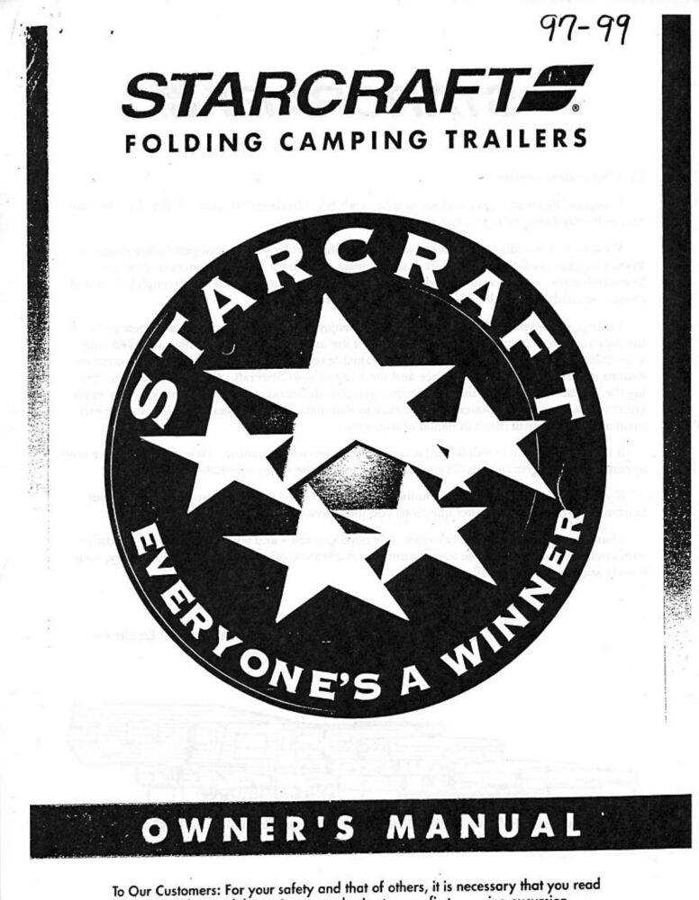 1999 Starcraft Folding Camping Popup Trailer Owners Manual | eBay