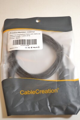 Cable Creation CD00757 USB Type-C to Display/Port Cable with HBR3 8K 6FT