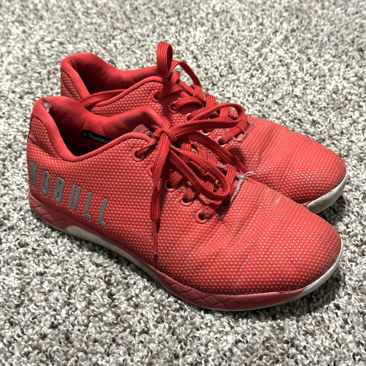 NoBull Trainers Unisex Size Mens 6.5 Womens 8 Red Lace Gym 