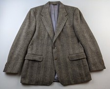 VTG Calvin Klein Tweed Wool Sport Coat Men 42 Taupe Jacket 2 Button Front FLAW