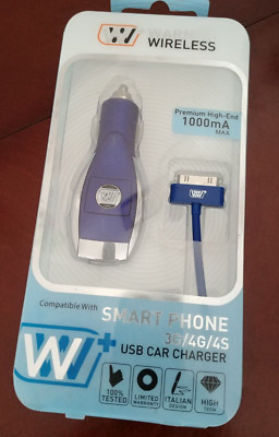 New Warner Wireless USB Travel Car Charger Smart Phone iPhone Devices 3G 4G 4S