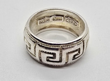 Sterling Silver ITALY MILOR 9mm Greek Key Band Ring Size 6 - 6g 925