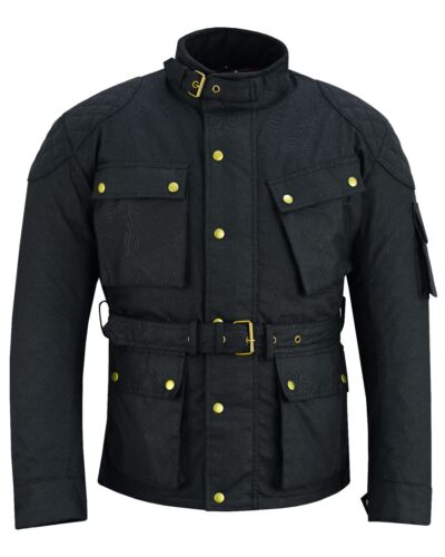 NEW Classic Motorcycle Waxed Cotton CE Armour WP Breathable Biker Jacket - Picture 2 of 6