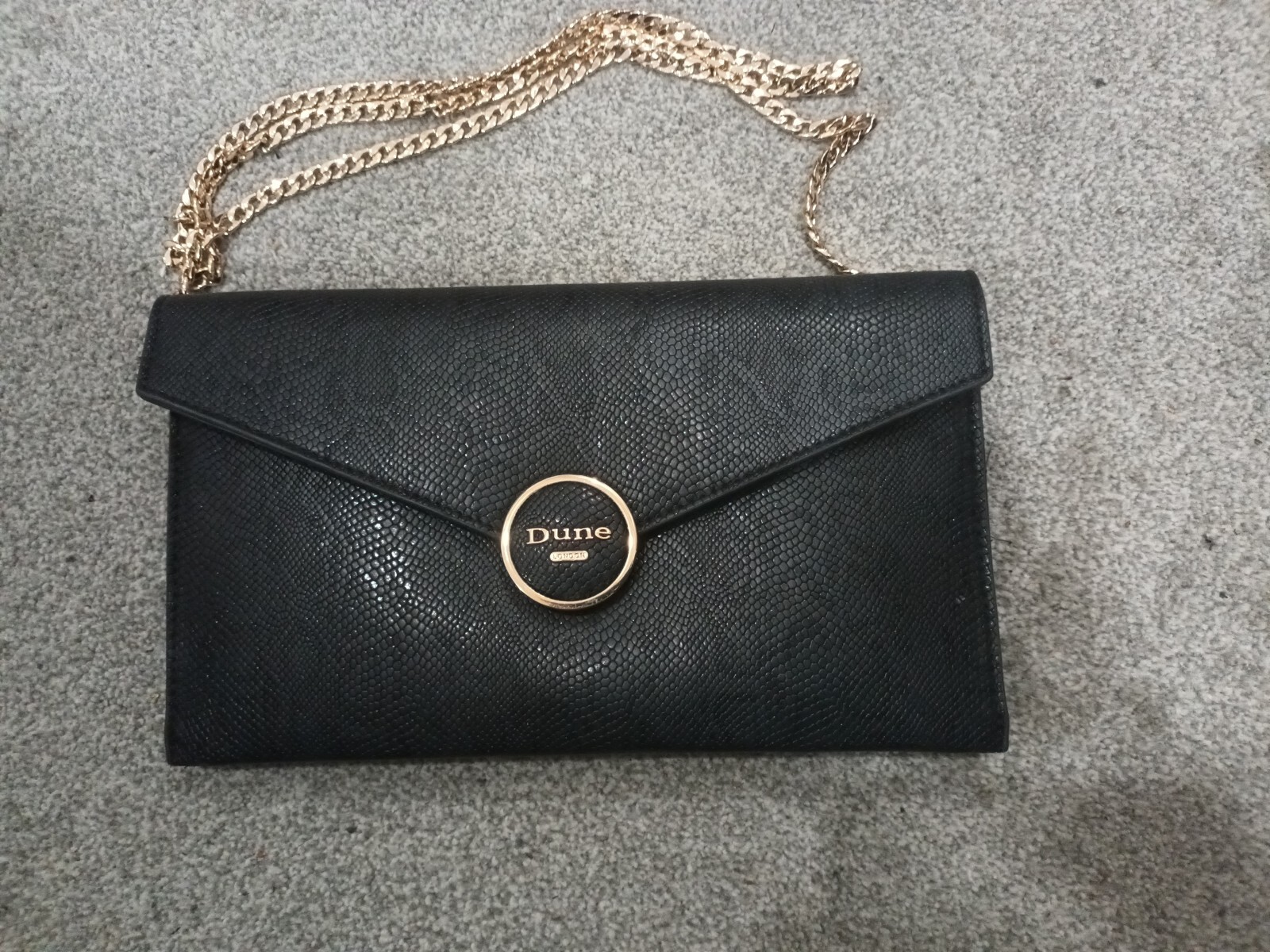 Dune Black Crossbody Clutch with Gold Chain Strap eBay