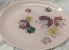 RED WING POTTERY FANTASY OVAL SERVING PLATTER 13 3/8" PINK BACKGROUND FLORAL
