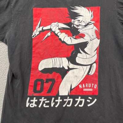 Naruto Shippuden Shirt Mens XL Black 2002 Masashi Kakashi Graphic 