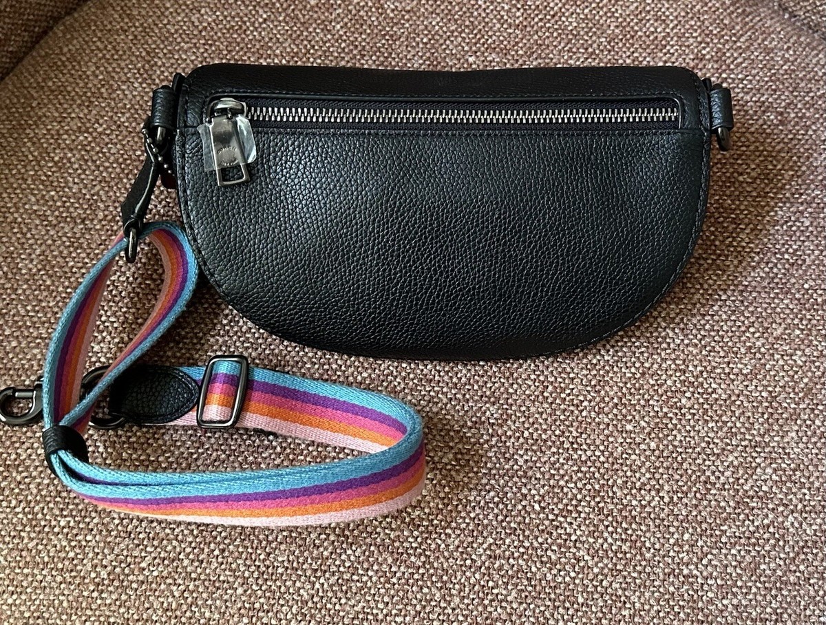 NEW COACH REXY & CARRIAGE BLACK/MULTI GLITTER BELT BAG FANNY PACK 
