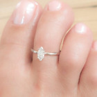 Women's Solitaire Simple Toe Ring 8 x 4 Marquise Cubic Zirconia Small 925 Silver