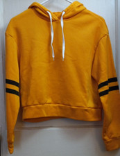 Women Sweatshirt,Fashion Two Stripes Long Sleeve Hooded Crop Top Hoodie Size S