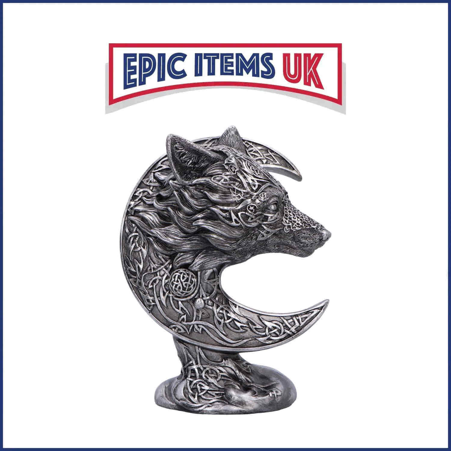 Nemesis Now Celtic Crescent Wolf and Moon Ornament - IN STOCK