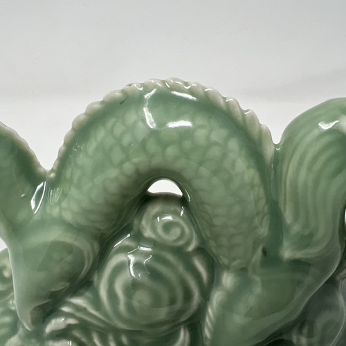 Celadon Porcelain Lucky Dragon Figurine 7”. Long Vintage - Picture 9 of 18