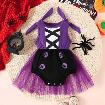 Baby Mädchen Halloween Fancy Dress Up Strampler Ball Gown Witch Festival Trikot