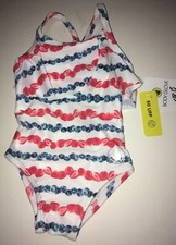 NWT Body Glove Blueberry Blue  Strawberry Red Stripe 12M 1pc Swimsuit 50 UPF