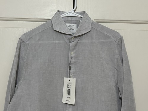 NWT Murano Baird McNutt M slim fit grey long sleeve button up shirt mens - Picture 2 of 5