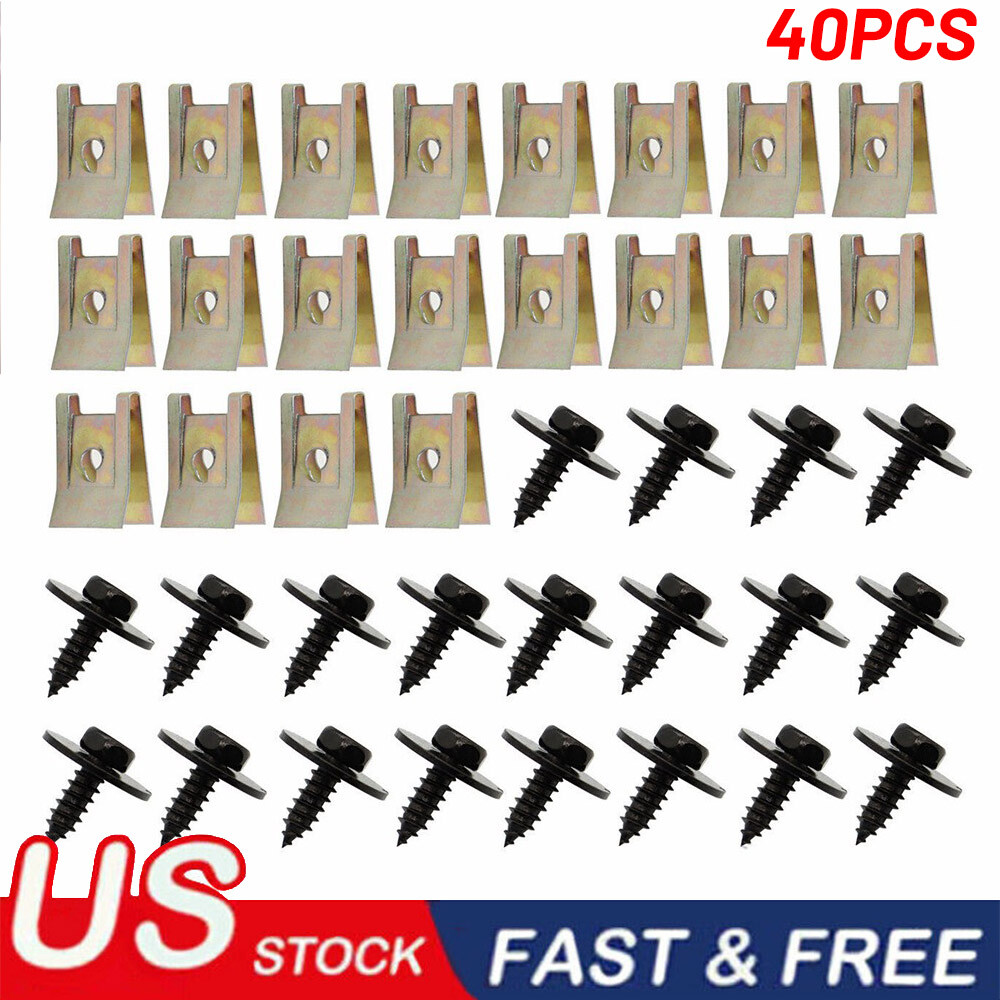 40-Piece Metal U-Nut & Hex Bolt Fastener Kit – For Car Bumper, Fender & Trim