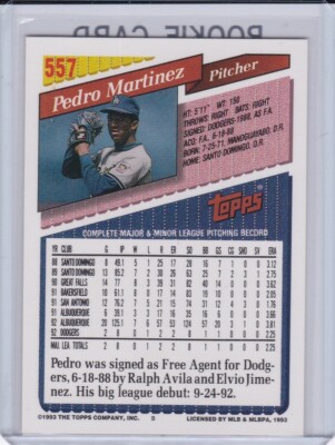 PEDRO MARTINEZ ROOKIE CARD Topps GOLD RC Baseball Los Angeles