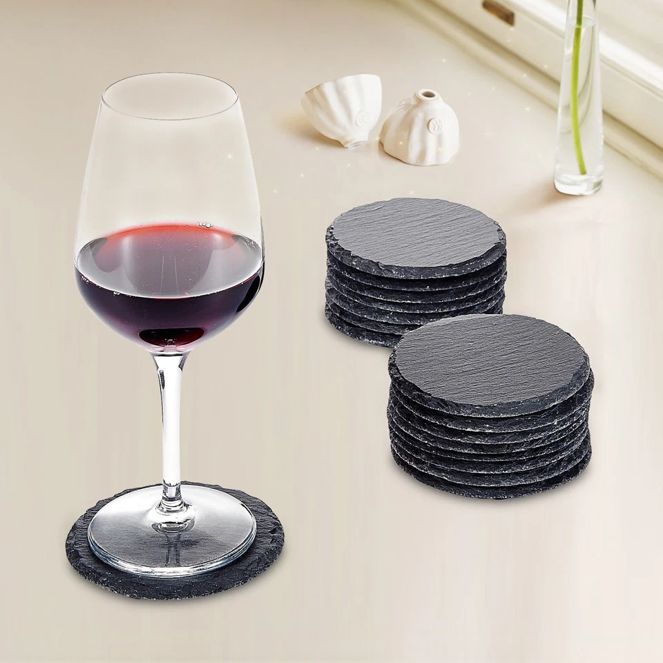 8pcs Rustic Natural Slate Heart Coffee Table Mug Drink Cup Mat Coaster Valentine