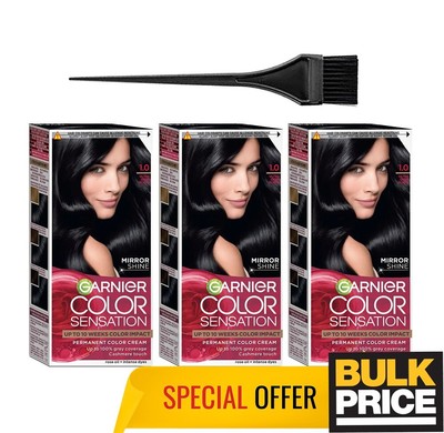 Garnier Farbe Sensation Haarfarbe 1.0 Ultra Onyx Schwarz 3-pack