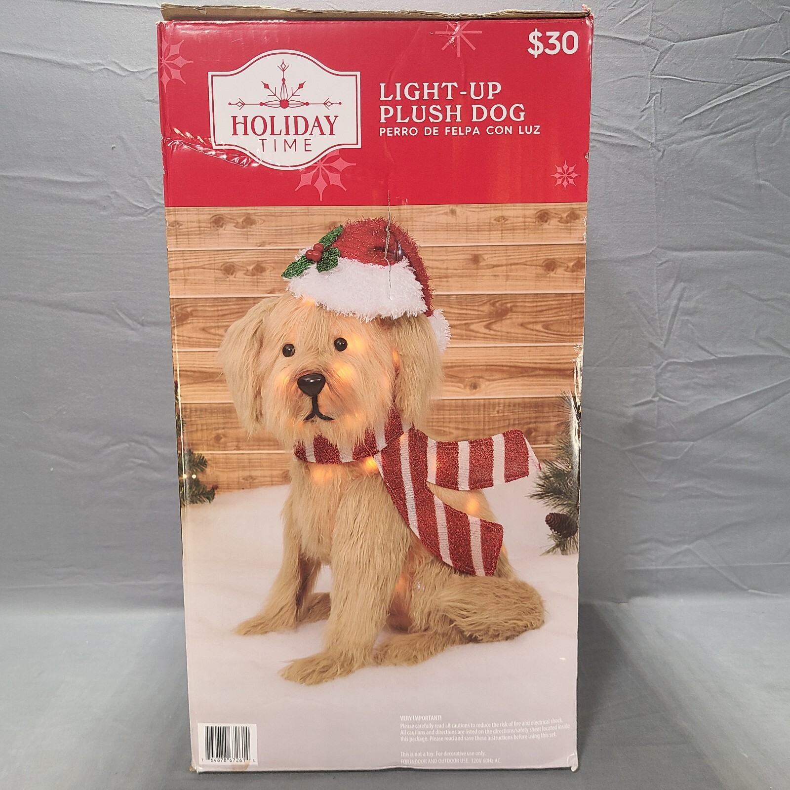 Holiday Time LightUp Plush Golden Dog 24” Christmas Indoor/Outdoor New