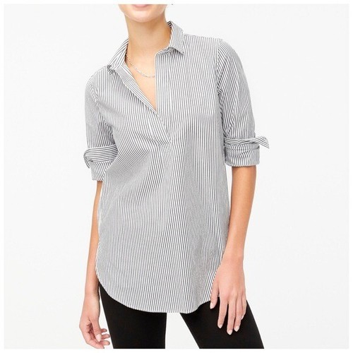 J Crew High low Striped Popover Tunic 