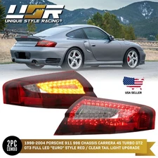 Red/Clear LED Rear Tail Lights For Porsche 996 911 Carrera 4S Turbo GT2 GT3 C4S