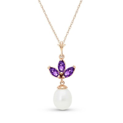 14K. MASSIVE GOLDKETTE MIT PERLE & AMETHYST