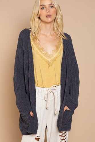 POL Womens Long Sleeve Knit Open 