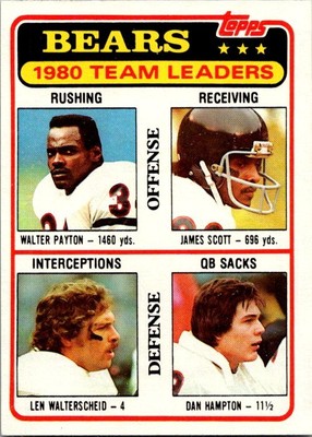 1981 Topps #264 Walter Payton / James Scott / Len Walterscheid / Dan Hampton