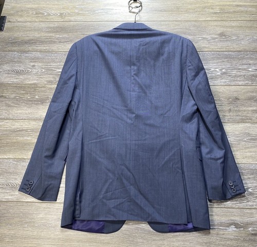 Saks Fifth Avenue Blazer Size 40 Reg Trim Suit Blue Jacket Wool Pockets Men’s - Picture 2 of 13