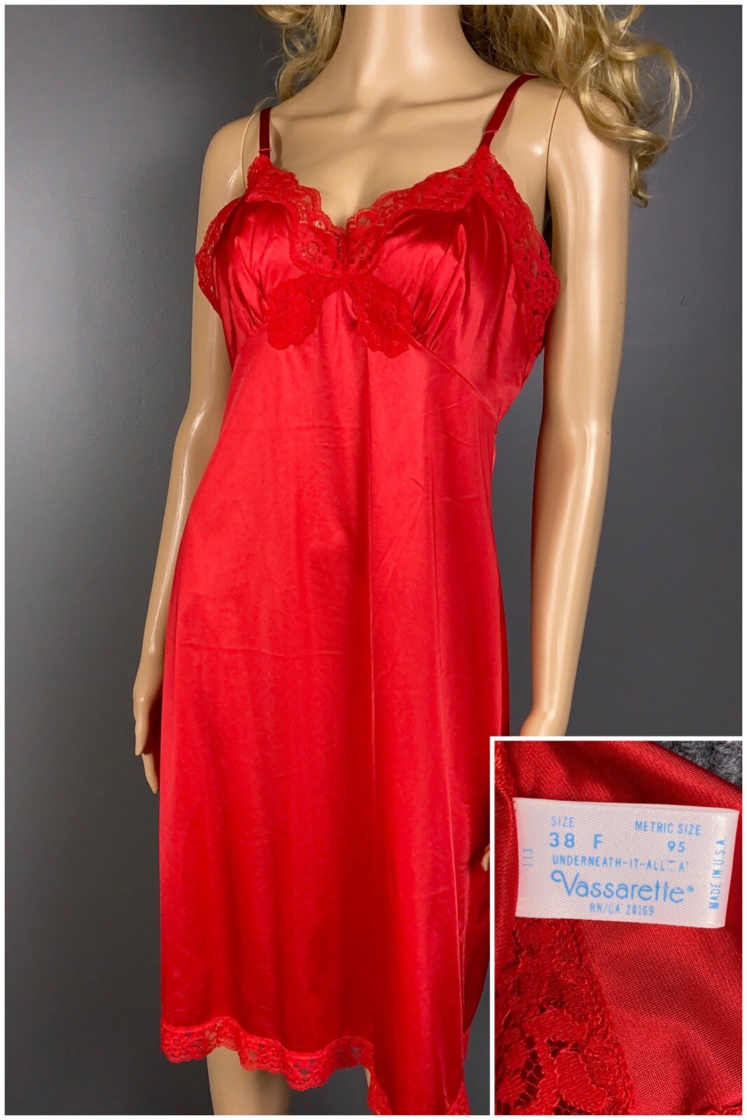 Vintage Vassarette Quintessence Full Slip Size 38 Red… Gem