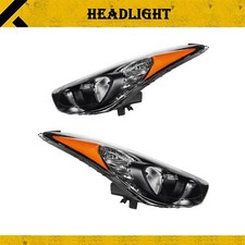 2pcs Black For Hyundai Elantra Sedan 2011-12 1.8l L4 Amber Headlight Assemblies