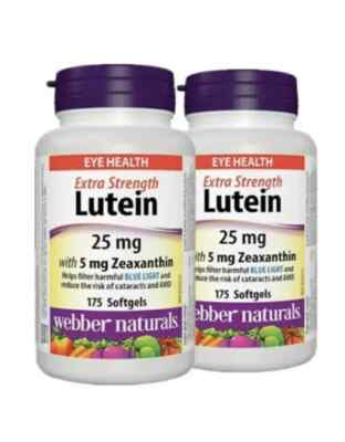 Webber Naturals Lutein 25 mg with Zeaxanthin 5 mg, Pack of 2 (2 x175 Capsules）