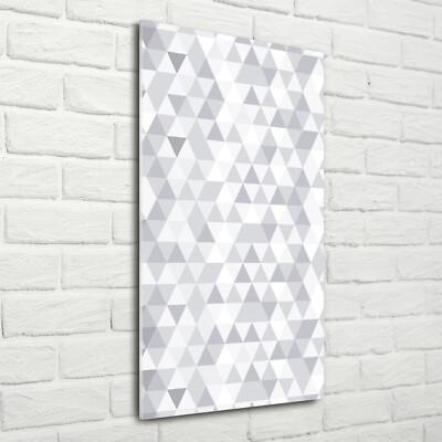 Wandbild Kunst-Druck auf Hart-Glas senkrecht 70x140 Graue Dreiecke
