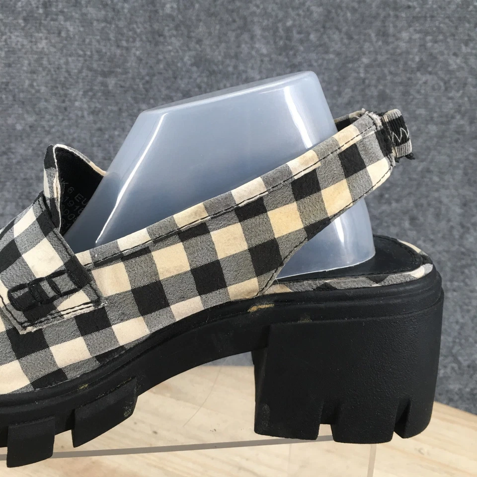 Asos Design Sandals Womens 6 Platform Casual Checkered Slingback Black Fabric - Image 4 of 4