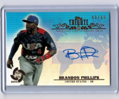 2013 Topps Tribute Brandon Phillips Blue Auto #'ed 45/50