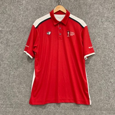 Crest Link Golf Polo Shirt Mens Size Large Red Australian Open Short Sleeve 507